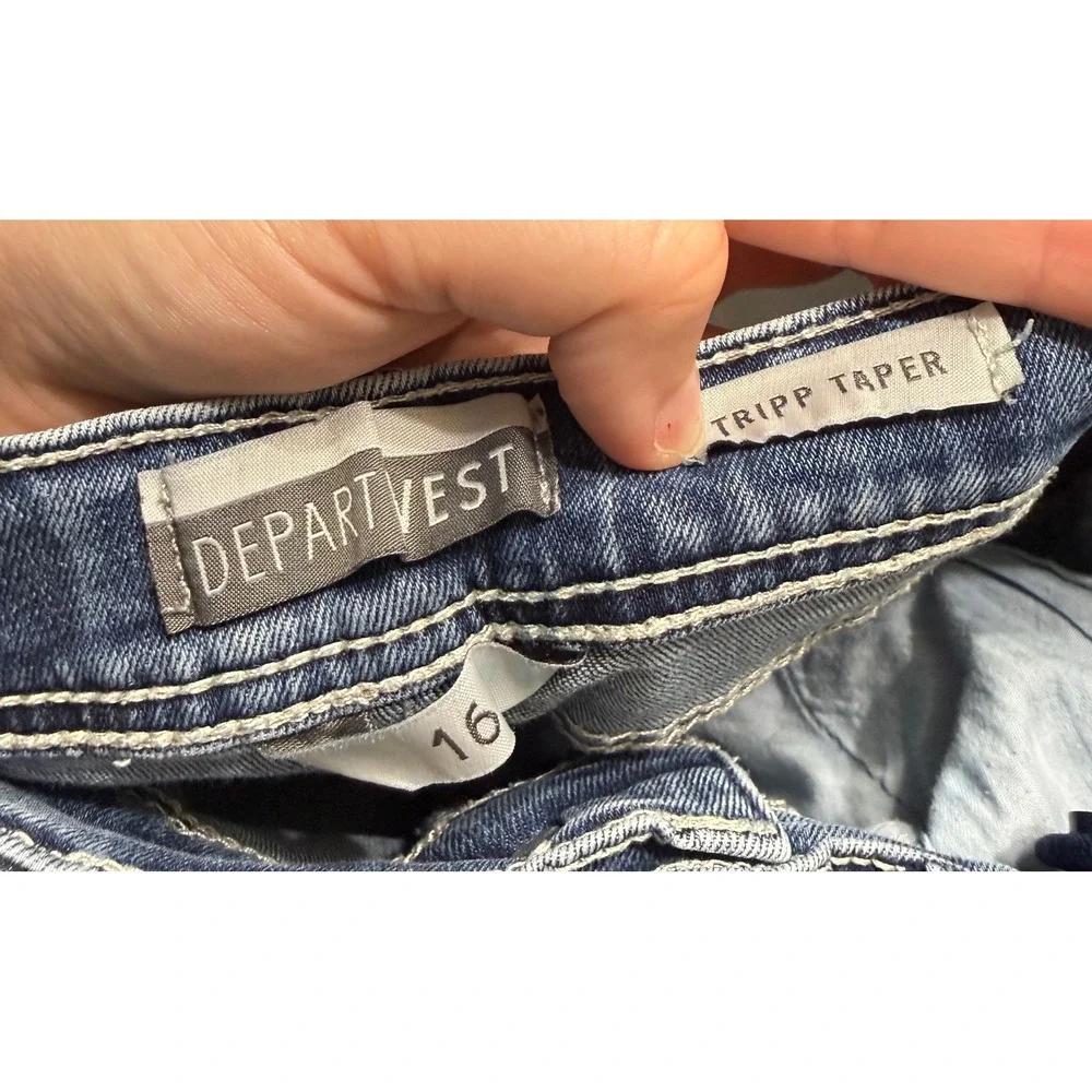 Departwest Tripp Taper Jeans Youth Size 16 Medium Wash Stretch Denim School